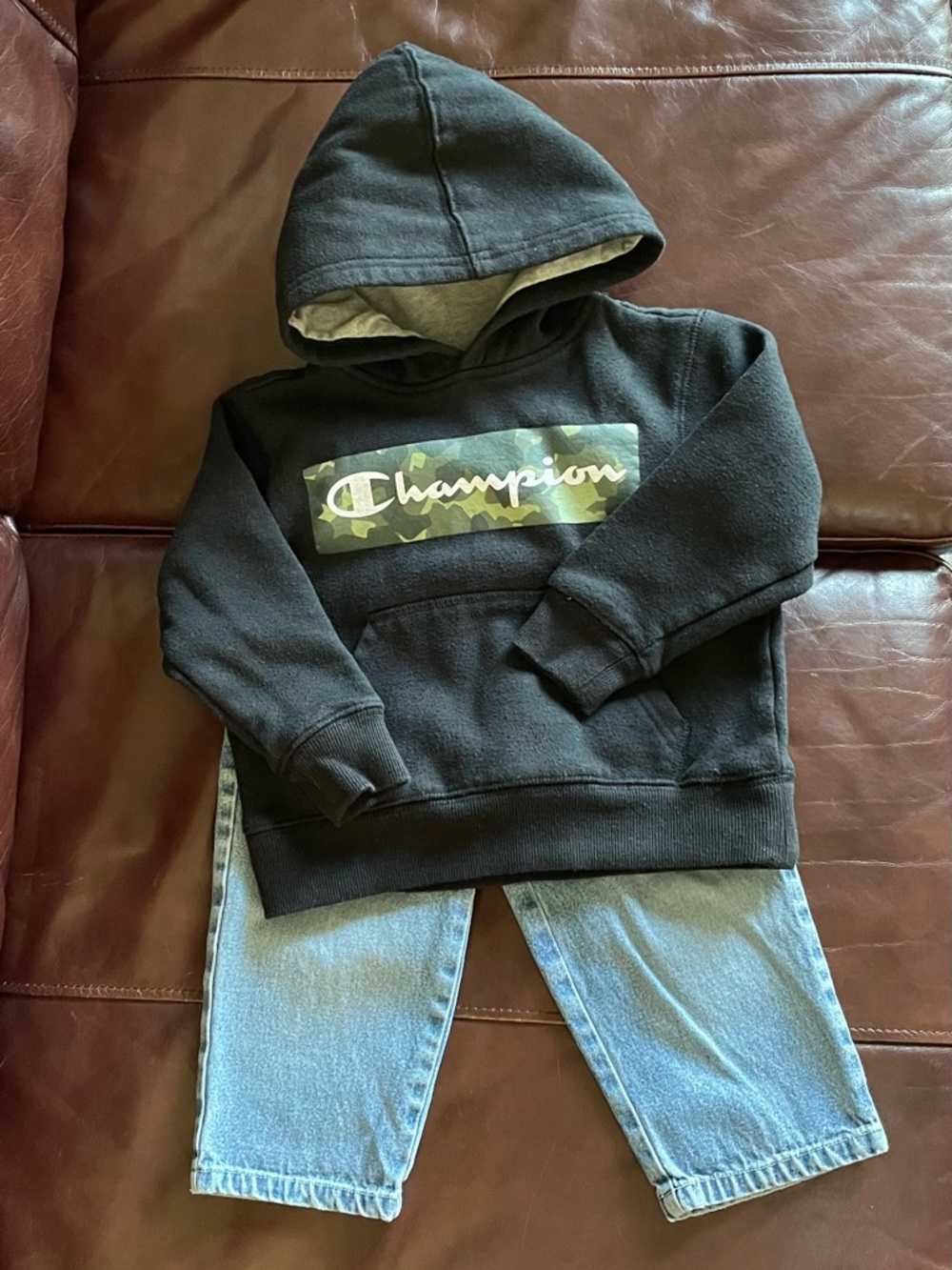 Champion Hoodie & Denim Jeans Set